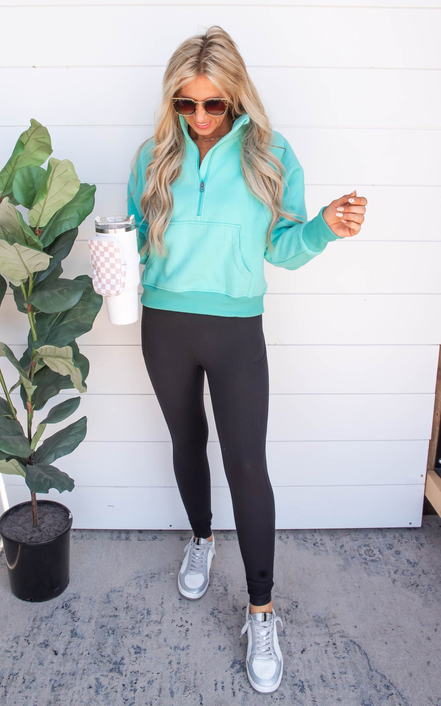The Ava 1/2 Zip Mock Neck Sweatshirt - Final Sale