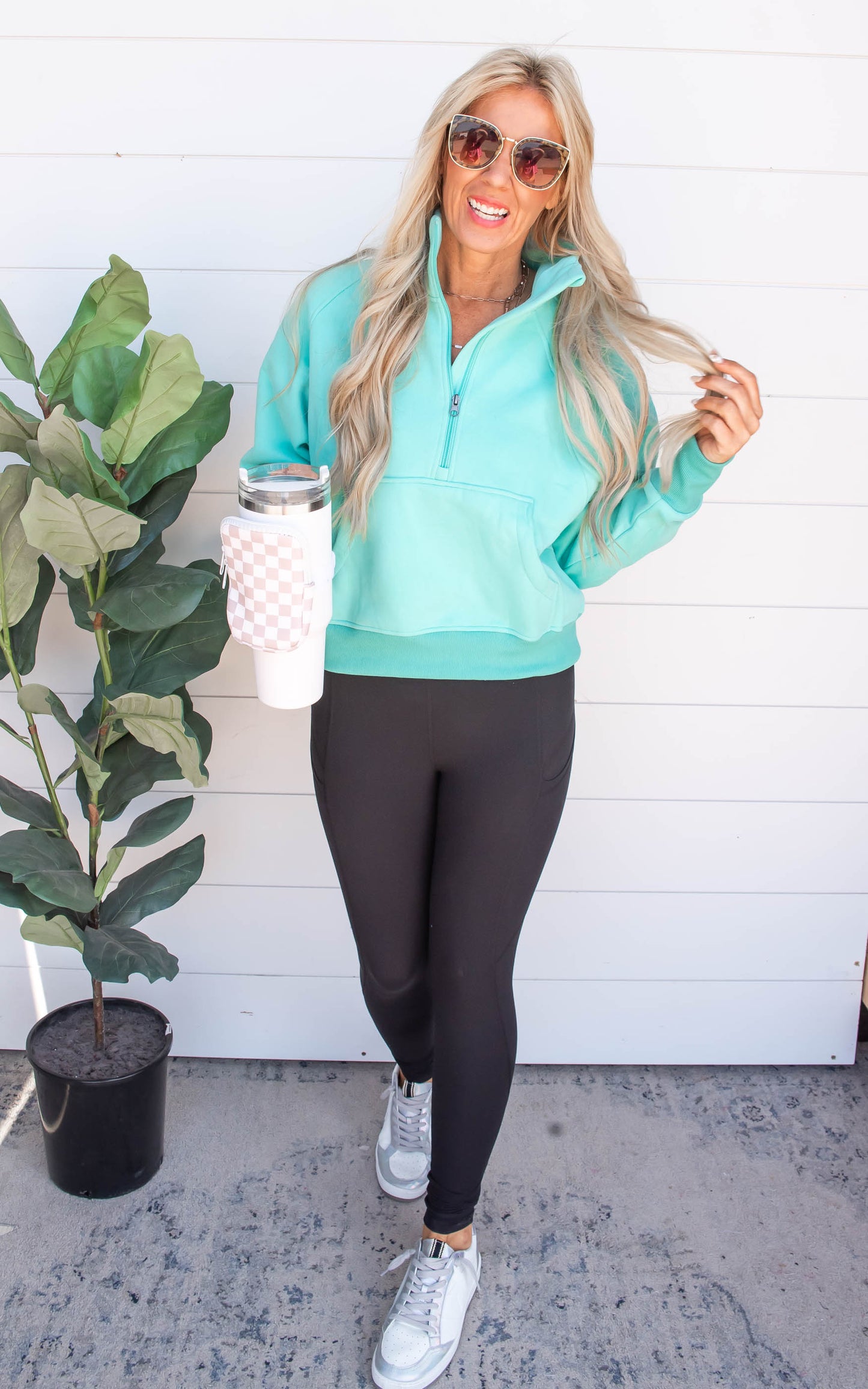 The Ava 1/2 Zip Mock Neck Sweatshirt - Final Sale