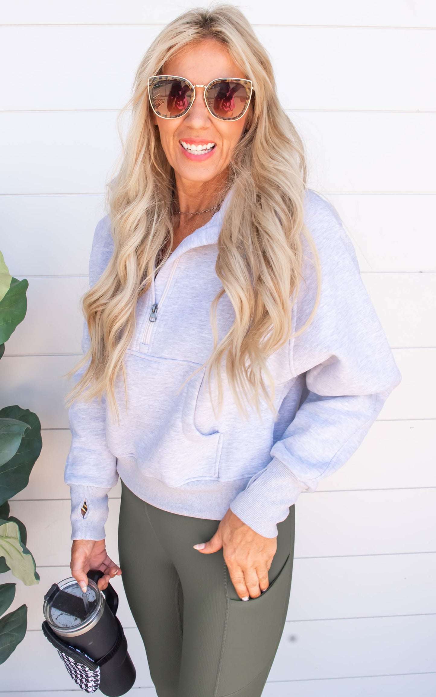 The Ava 1/2 Zip Mock Neck Sweatshirt - Final Sale