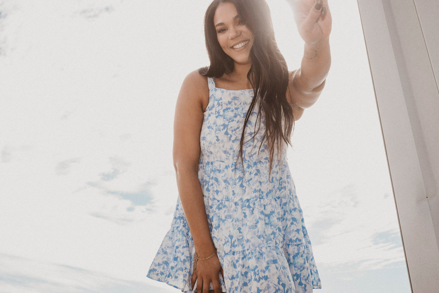 The Izzy Blue Floral Tank Dress - Final Sale