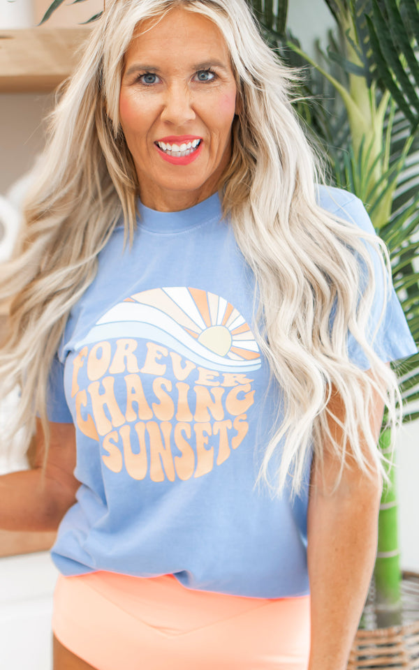 Forever Chasing Sunsets Garment Dyed Graphic T-shirtForever Chasing Sunsets Garment Dyed Graphic T-shirt