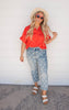 star print denim