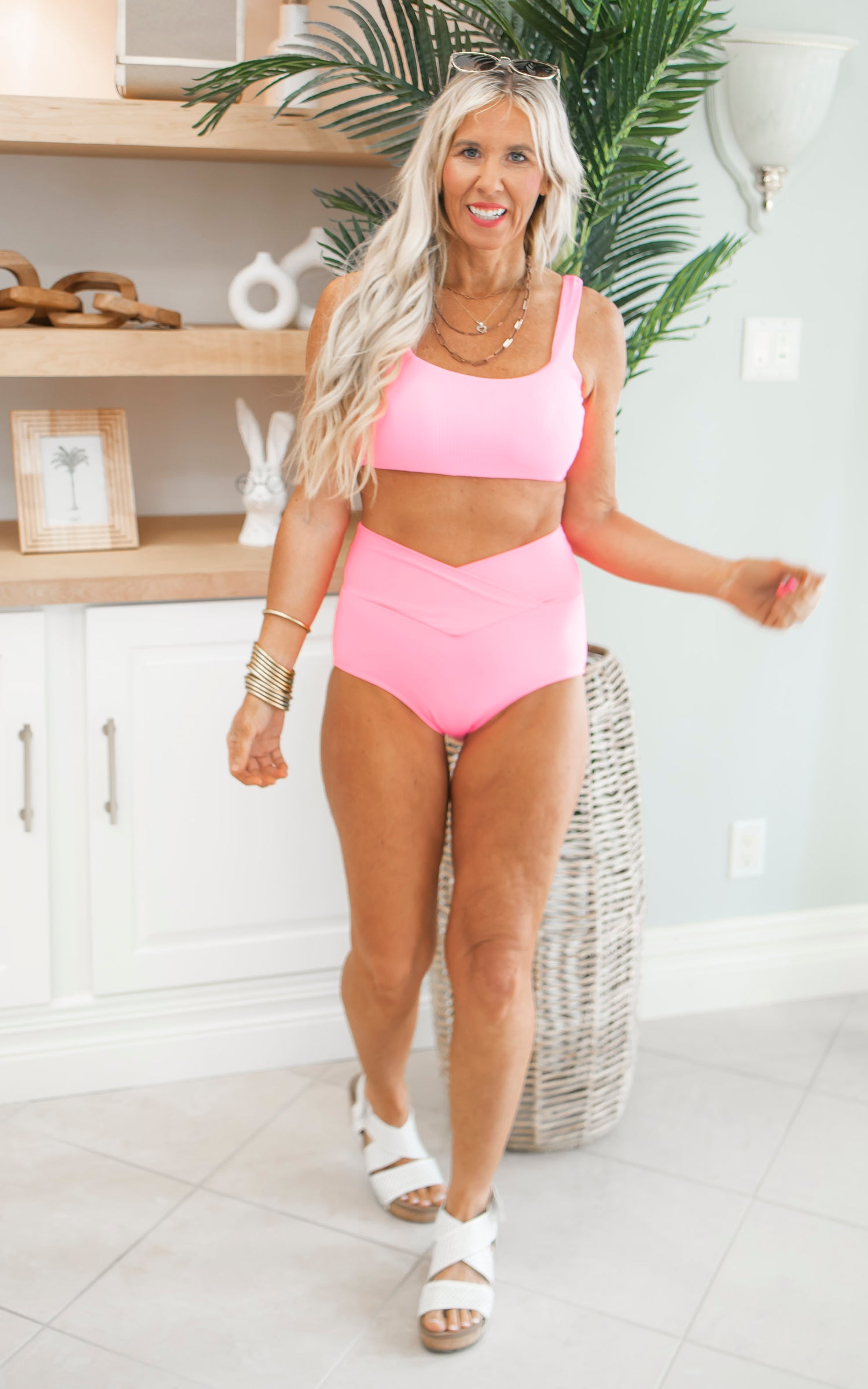 Seashell Twisted Back Swim Top | Pretty in Pink (TOP ONLY)