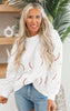white baseball sequin sweater