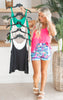 Woven Crinkle Double Spaghetti Strap V-Neck Cami Top - Final Sale**