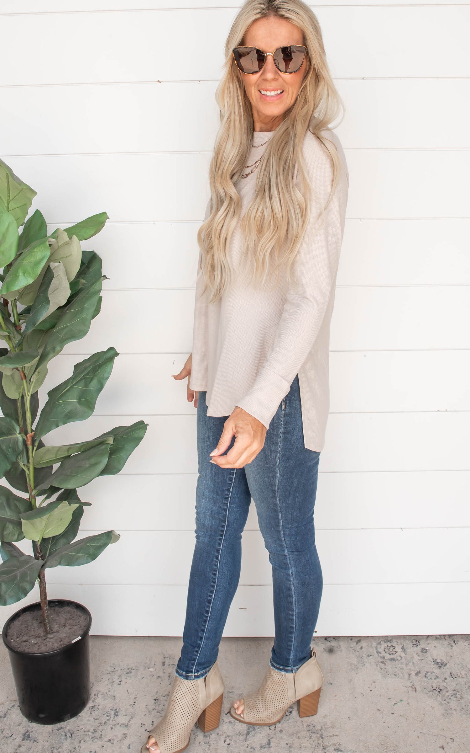 Waffle Long Sleeve Top