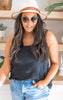 Woven Crinkle Double Spaghetti Strap V-Neck Cami Top - Final Sale**