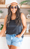 Woven Crinkle Double Spaghetti Strap V-Neck Cami Top - Final Sale**