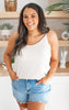 Woven Crinkle Double Spaghetti Strap V-Neck Cami Top - Final Sale**