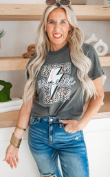 Leopard Baseball Mom Garment Dyed Graphic T-shirt