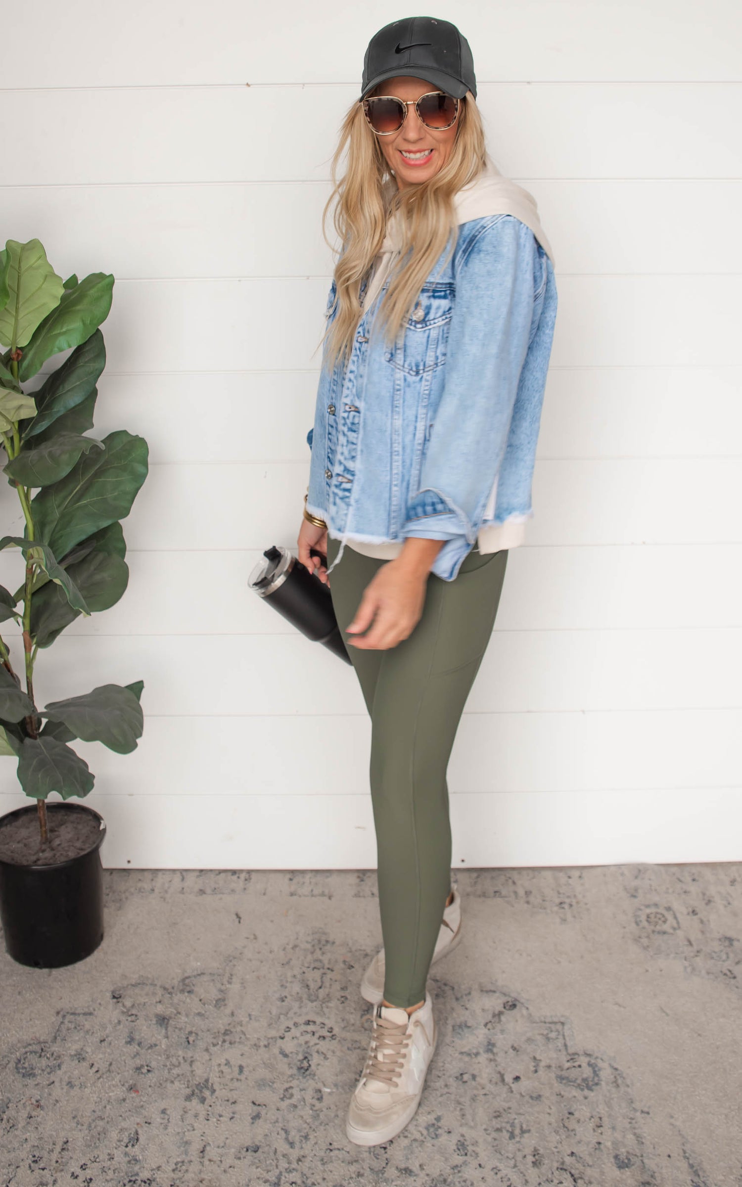 army green nylon leggings