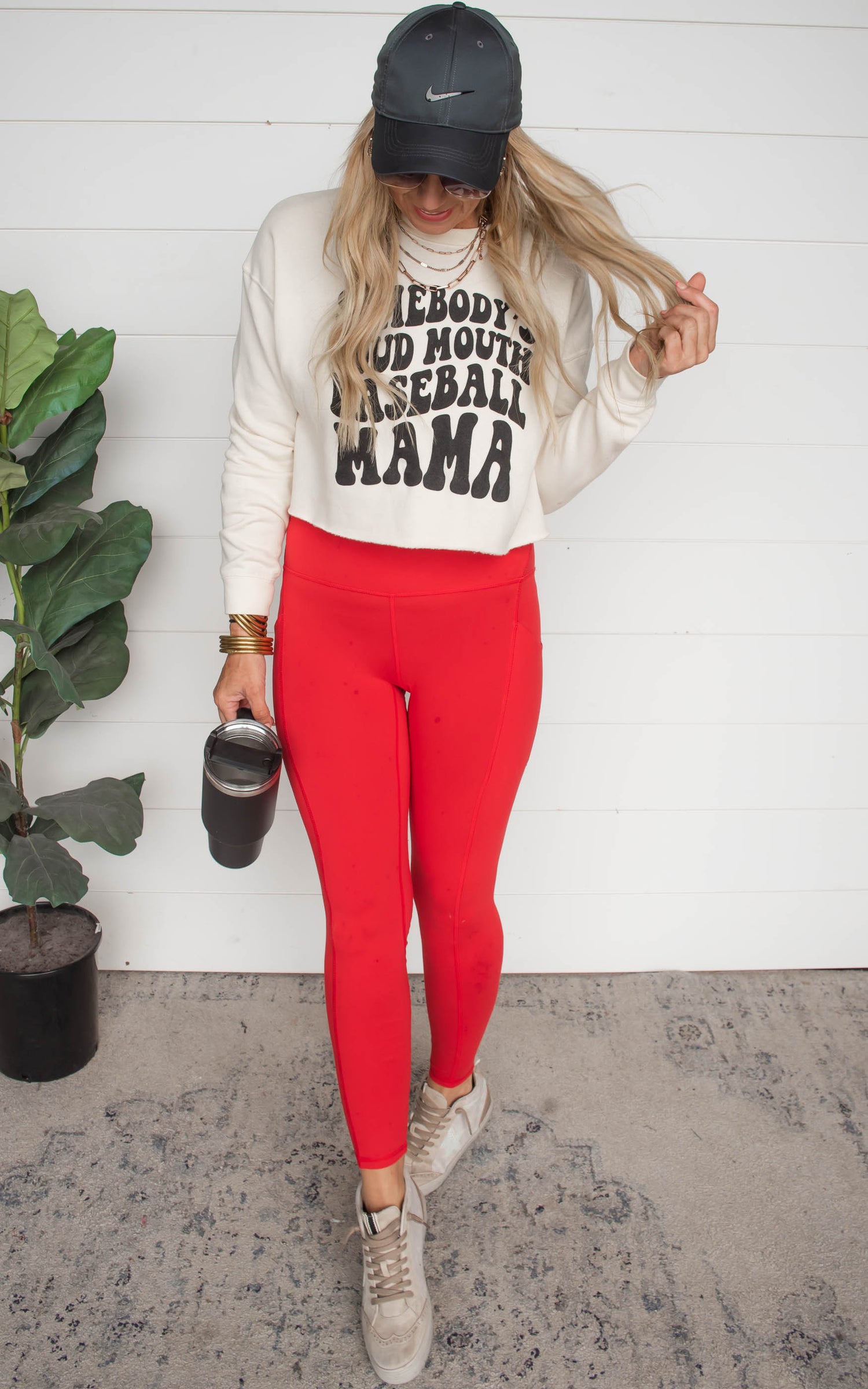true red yoga pants
