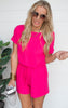 HOT PINK ROMPER WITH POCKETS
