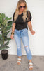 black swiss puff sleeve top