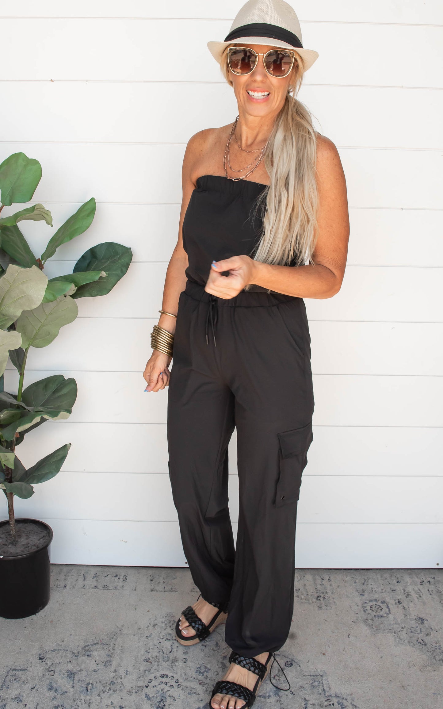Black Strapless Romper - Mono B