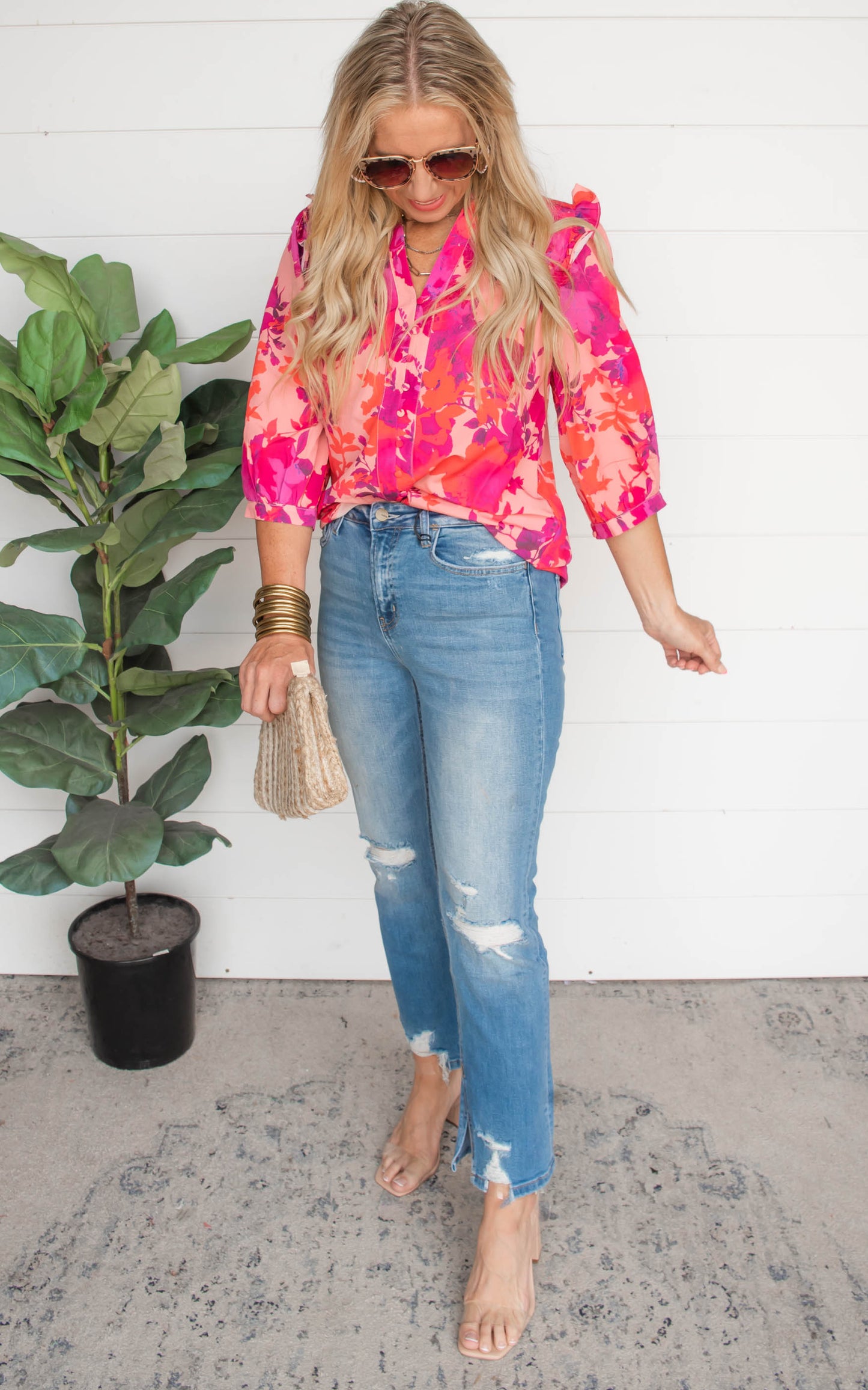 MICA | High Rise Ankle Straight w/ Side Slit Denim Jeans** - Final Sale