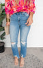 MICA | High Rise Ankle Straight w/ Side Slit Denim Jeans** - Final Sale
