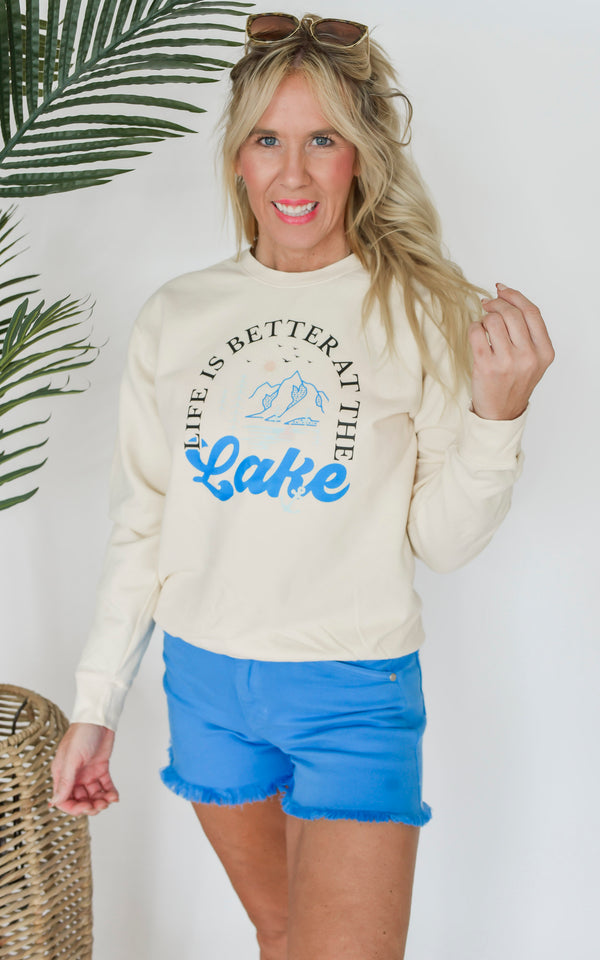 Life is Better at the Lakes Comfort Colors Lightweight Crewneck Sweatshirt