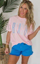 Light Pink BEACH Garment Dyed Graphic T-shirt