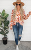 Shades of Rust Printed Button Down Blouse Top
