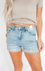 The Esra Light Wash Fray Hem Cut Off Dad Denim Shorts | Judy Blue - Final Sale