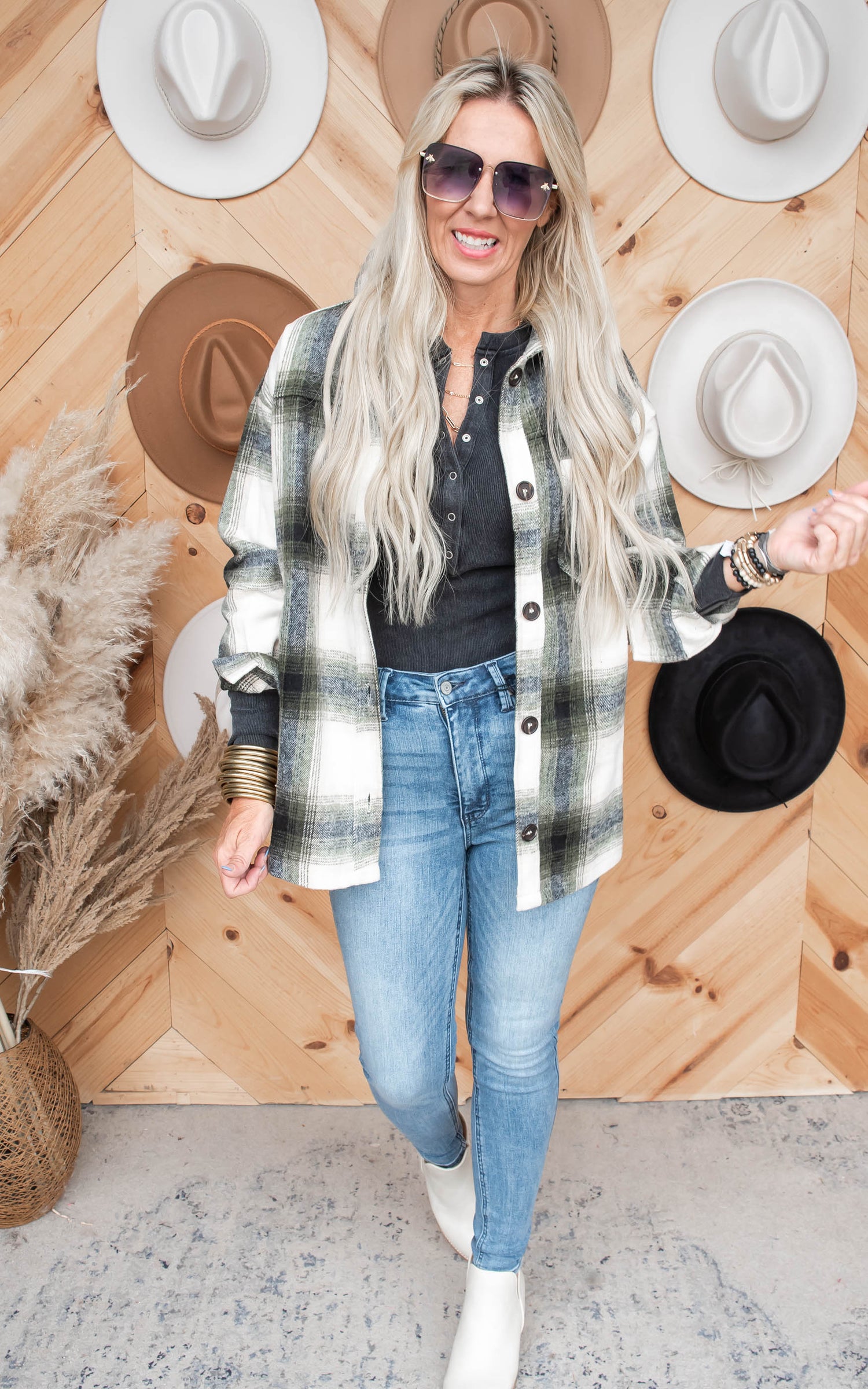 Stay Cozy Oversized Plaid Shacket - Olive