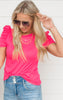 fuchsia ruffled sleeve top
