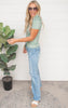 Sage ruffled sleeve top