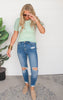 mint swiss dot sleeves top