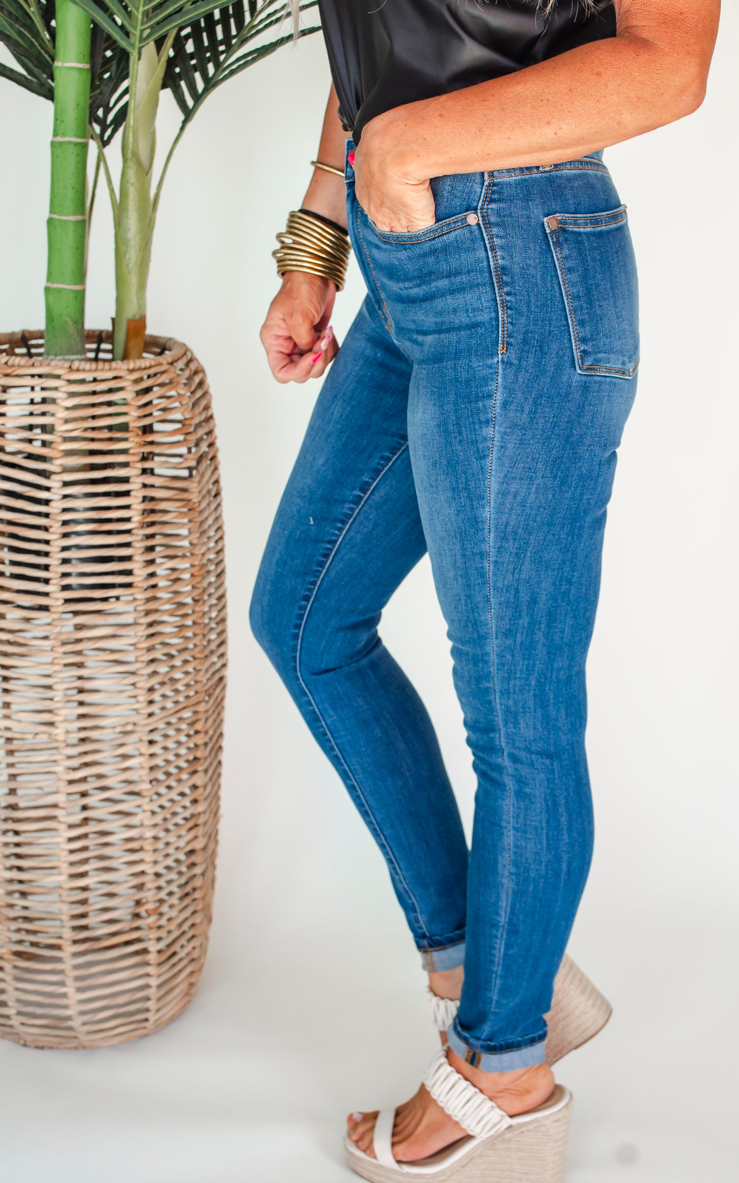 The Maddison High Waisted Cuffed Skinny Denim Jean (REG/CURVY) | Judy Blue - Final Sale