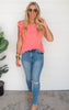 ribbed ruffle coral top
