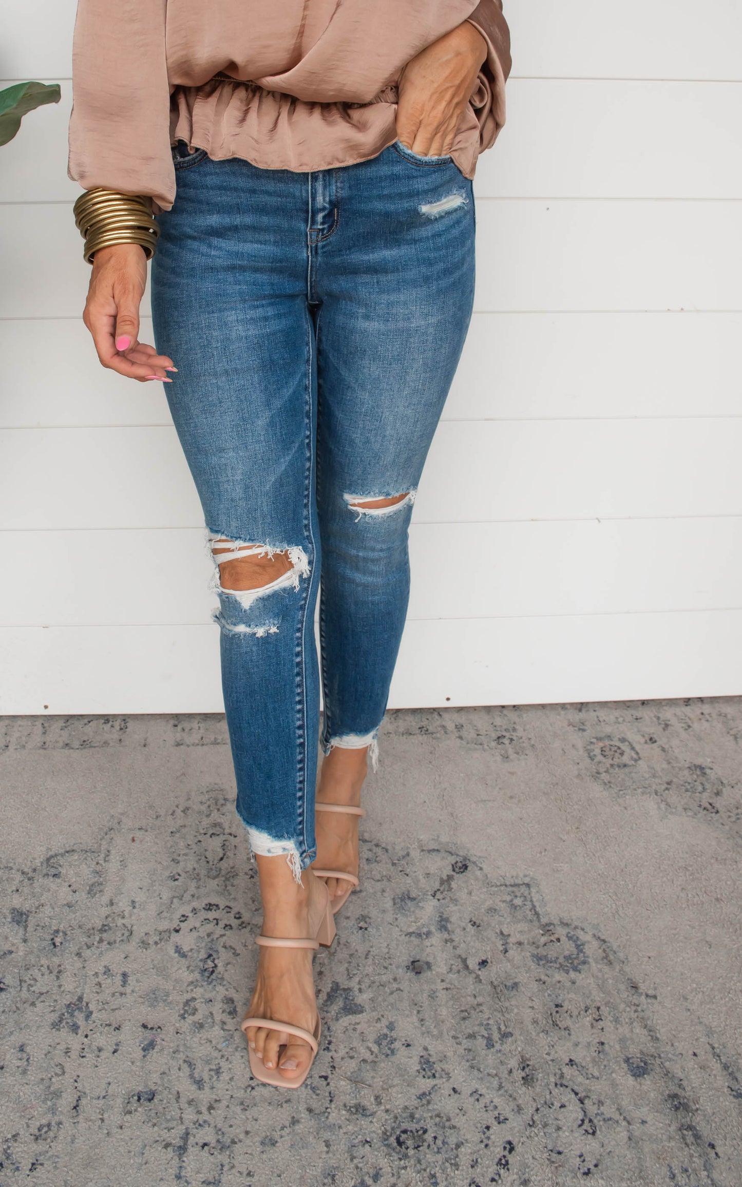 Mid Rise Crop Denim Skinny Jeans | Mica** - Final Sale