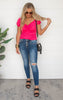 Hot Pink puffy sleeves