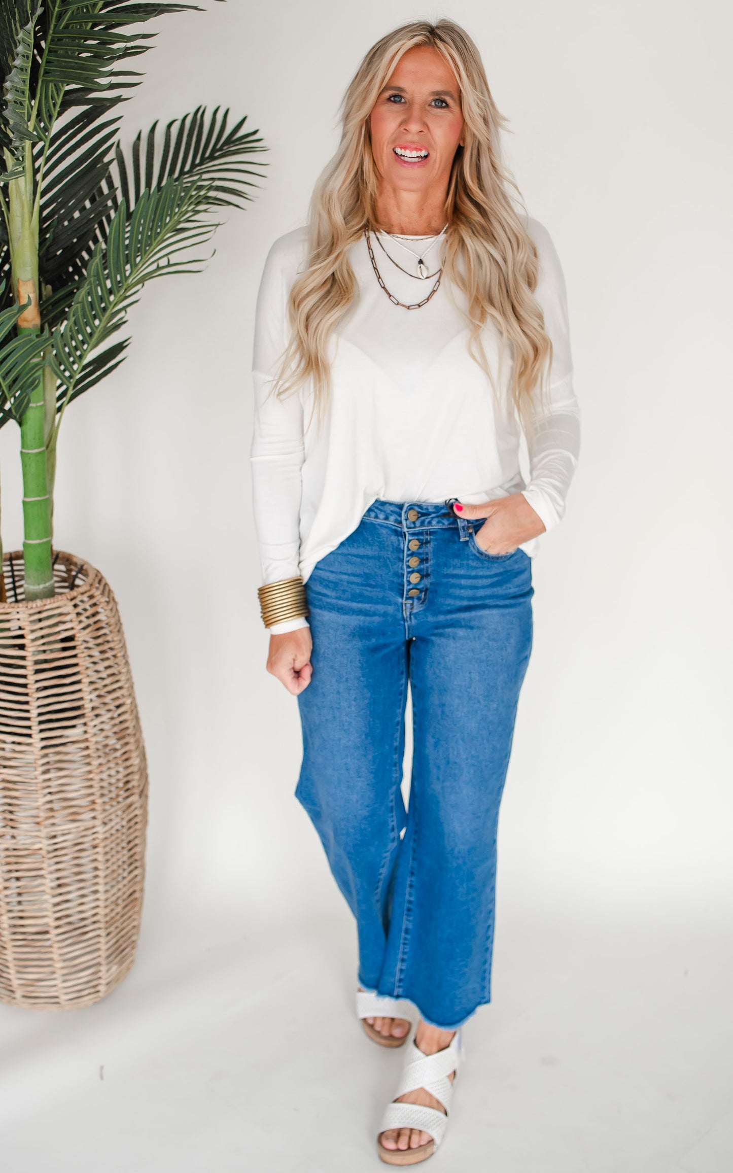 The Bristol High Rise Wide Leg Crop Denim Jean | Mica - Final Sale