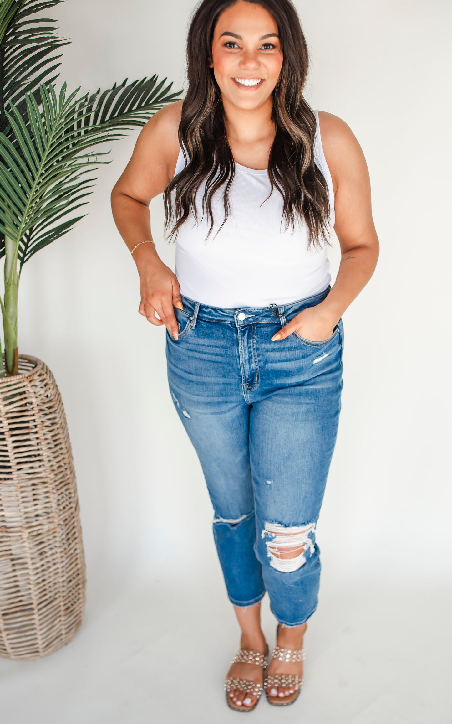 Stretch Super High Rise Mom Denim Jean - Mica* - Final Sale