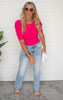 Pink Solid Puff Short Sleeve Top
