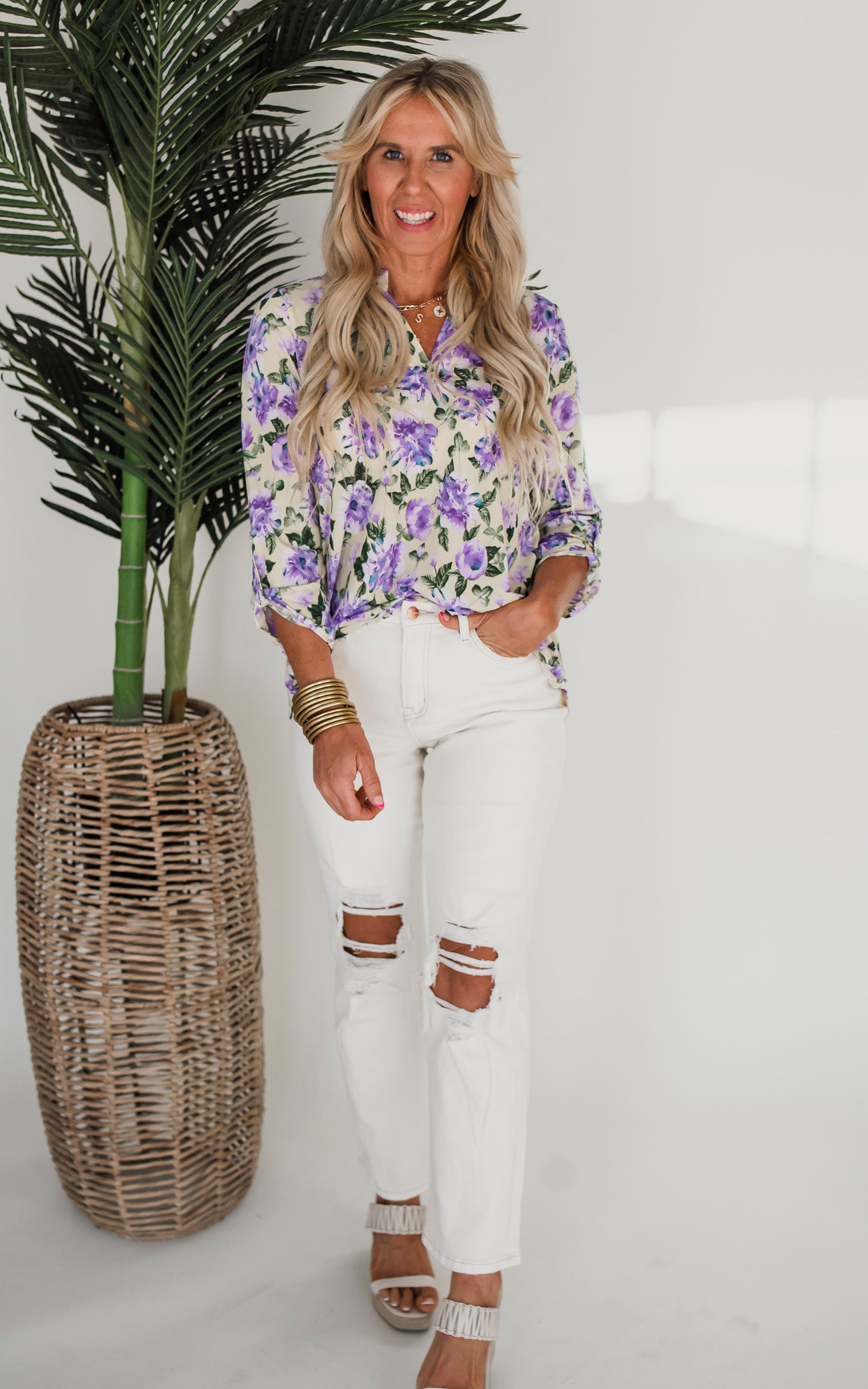 The Lizzy Feel the Joy Floral Blouse Top - Final Sale