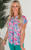 The Lizzy Wild Whisper Floral Short Sleeve Blouse Top - Final Sale