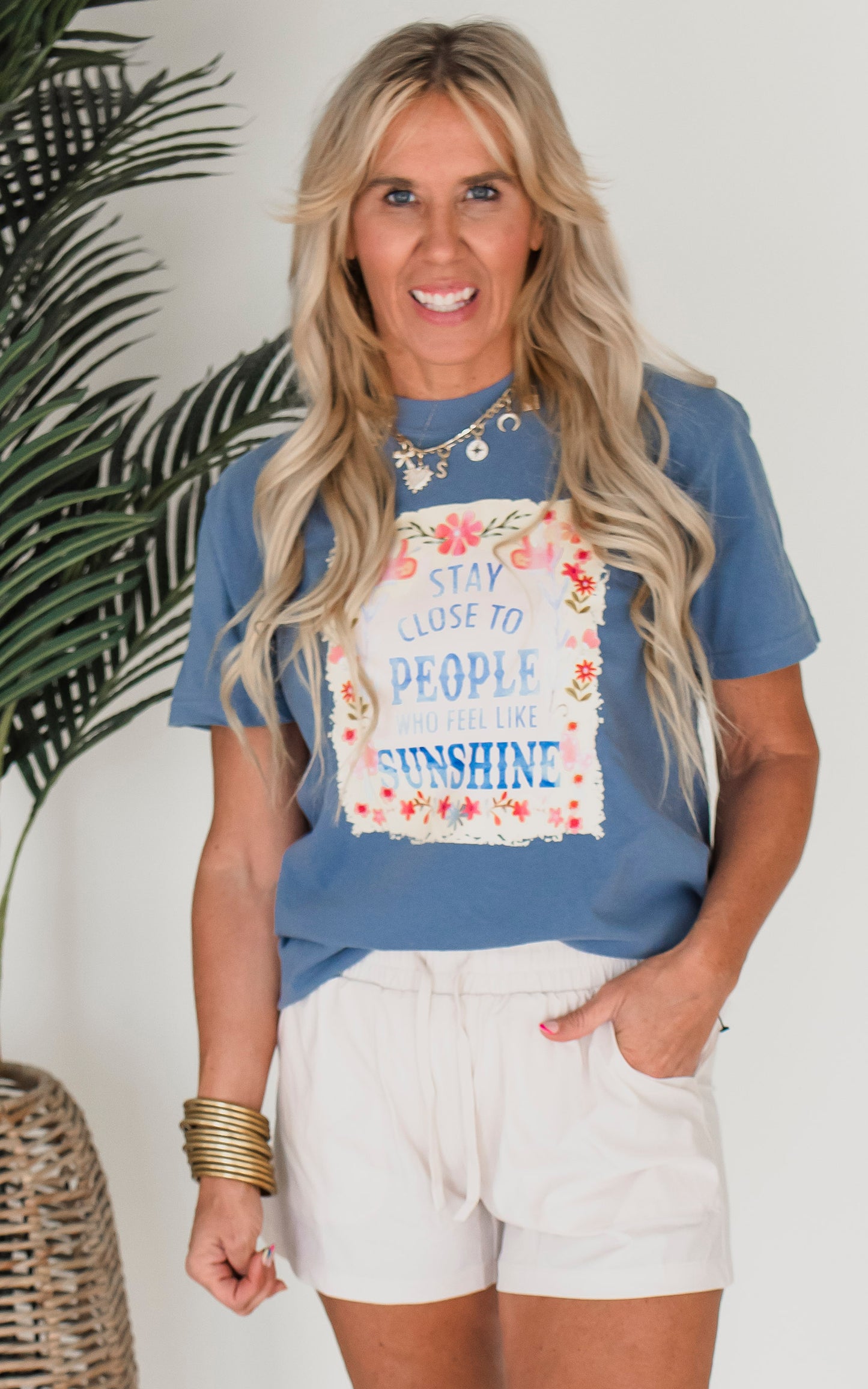 Stay Close to People who Feel Sunshine Garment Dyed Graphic T-shirt*