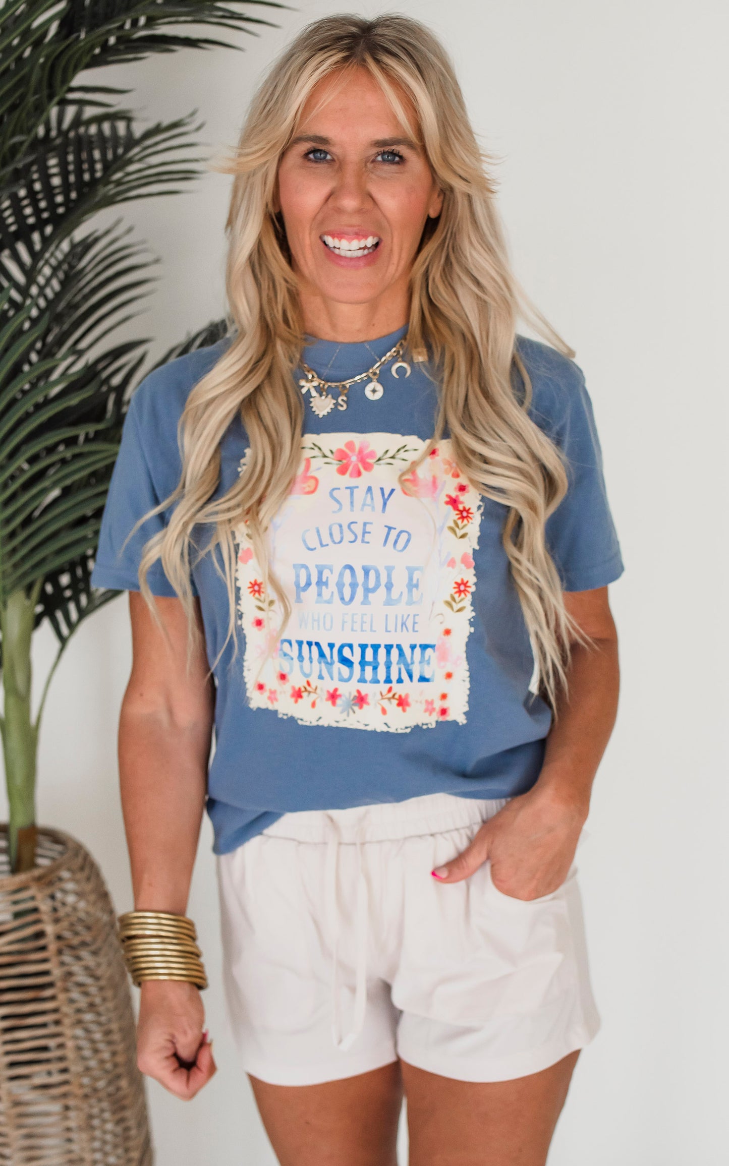 Stay Close to People who Feel Sunshine Garment Dyed Graphic T-shirt*