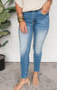 High Rise Relaxed Fit Skinny Denim Jean w/ Side Slits - Risen