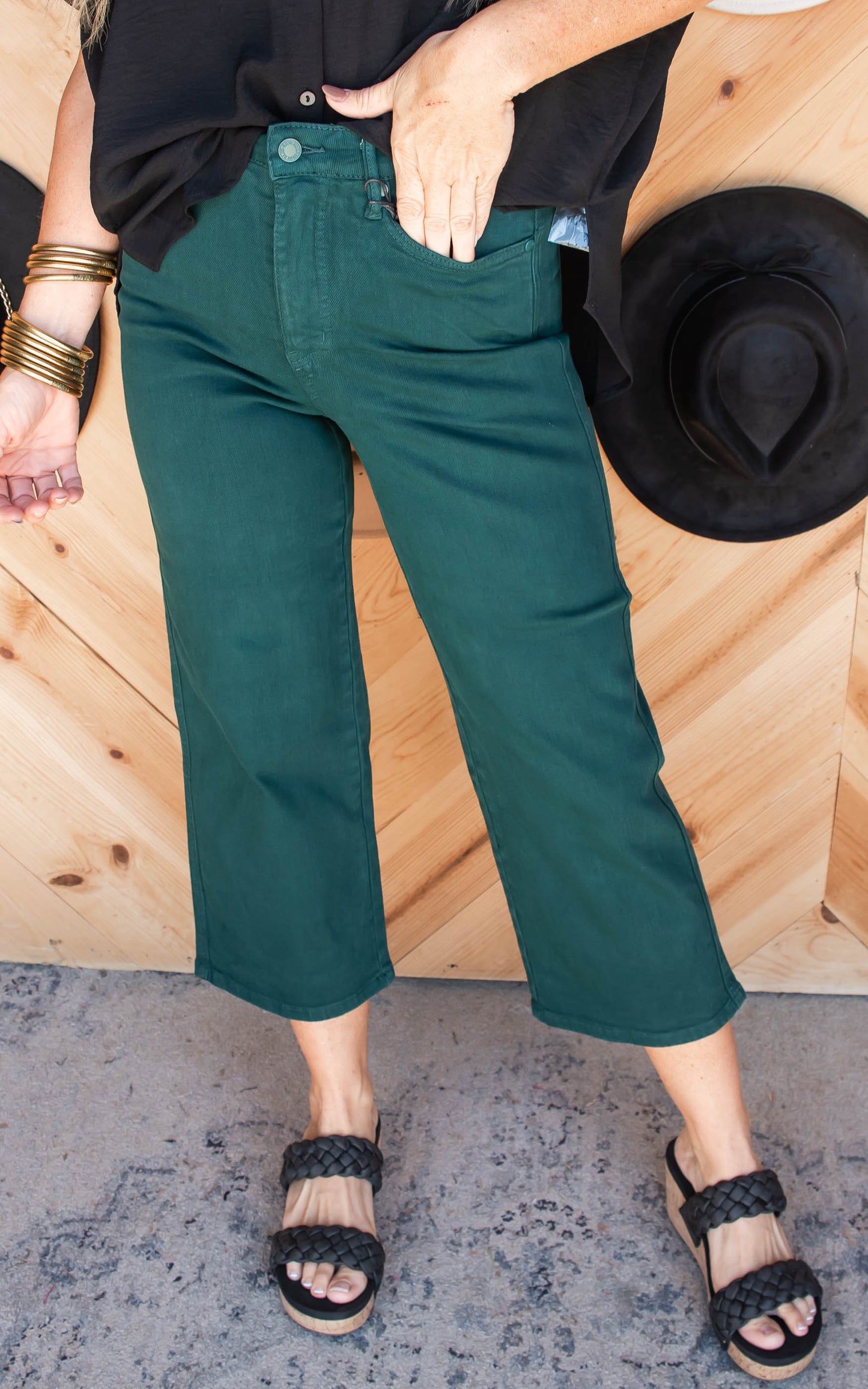 Teal tummy control jeans