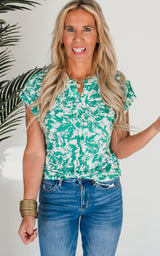 The Lizzy Emerald Short Sleeve Blouse Top