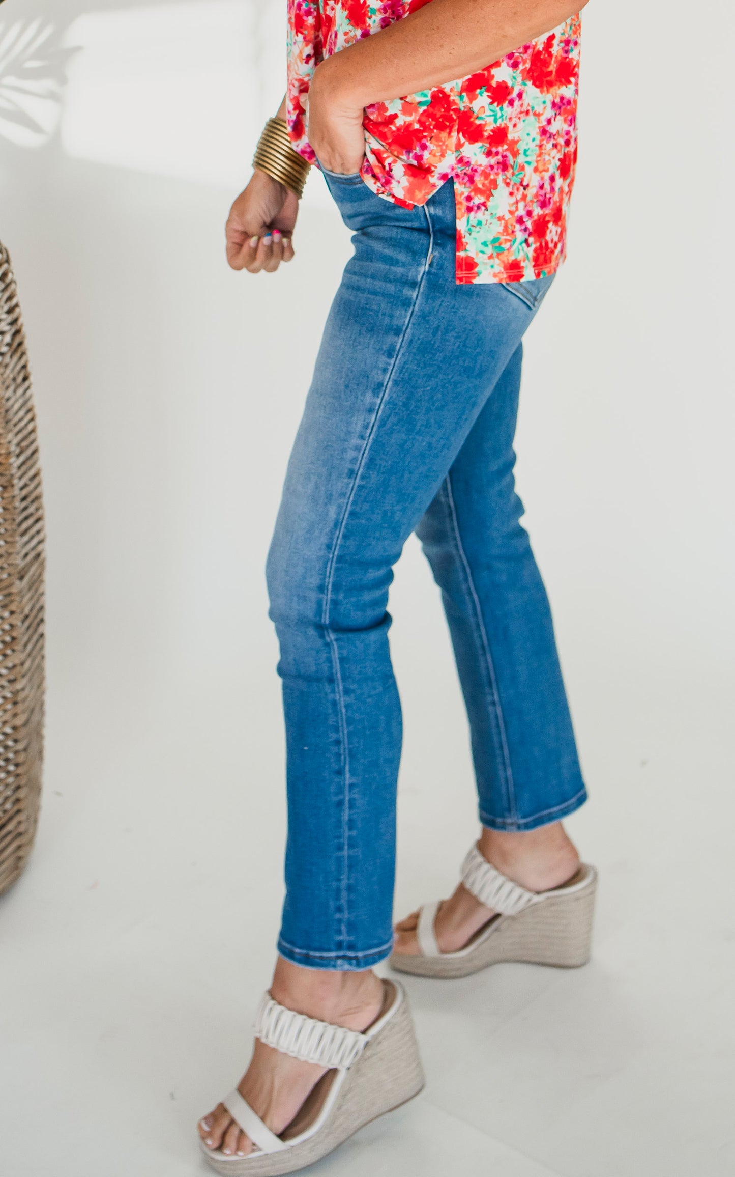Lovervet Defeat High Rise Crop Slim Straight Denim Jeans - Final Sale