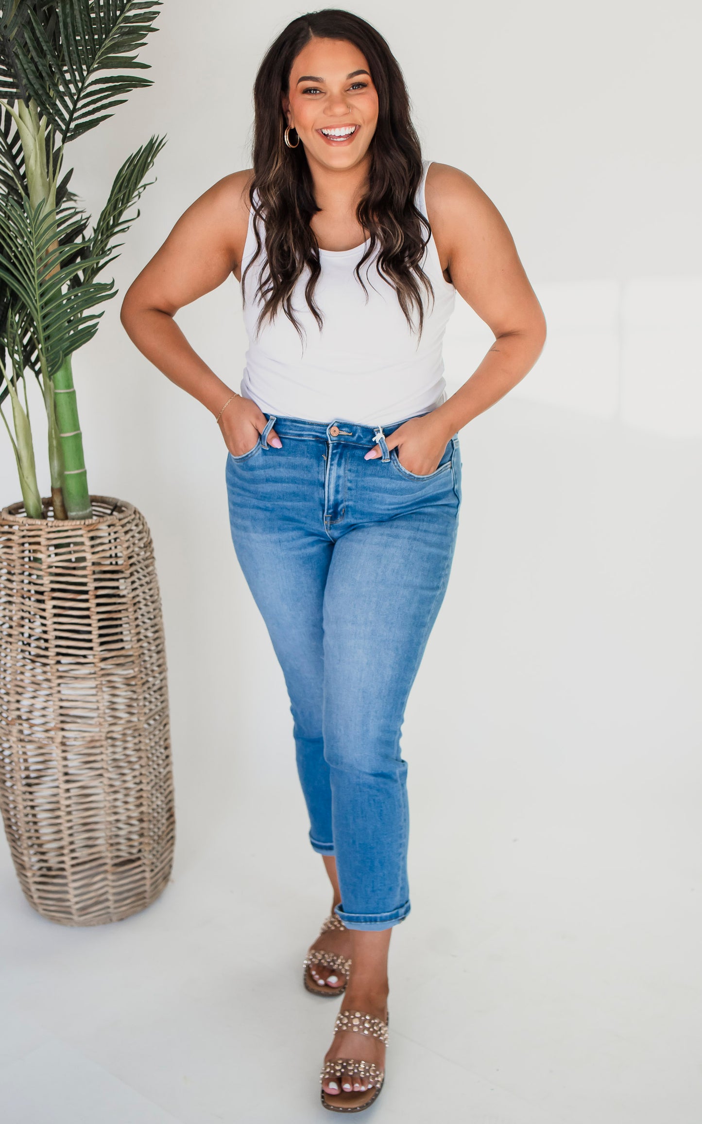 Lovervet Defeat High Rise Crop Slim Straight Denim Jeans - Final Sale