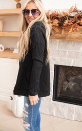 CABLE KNIT HOODED CARDIGAN 