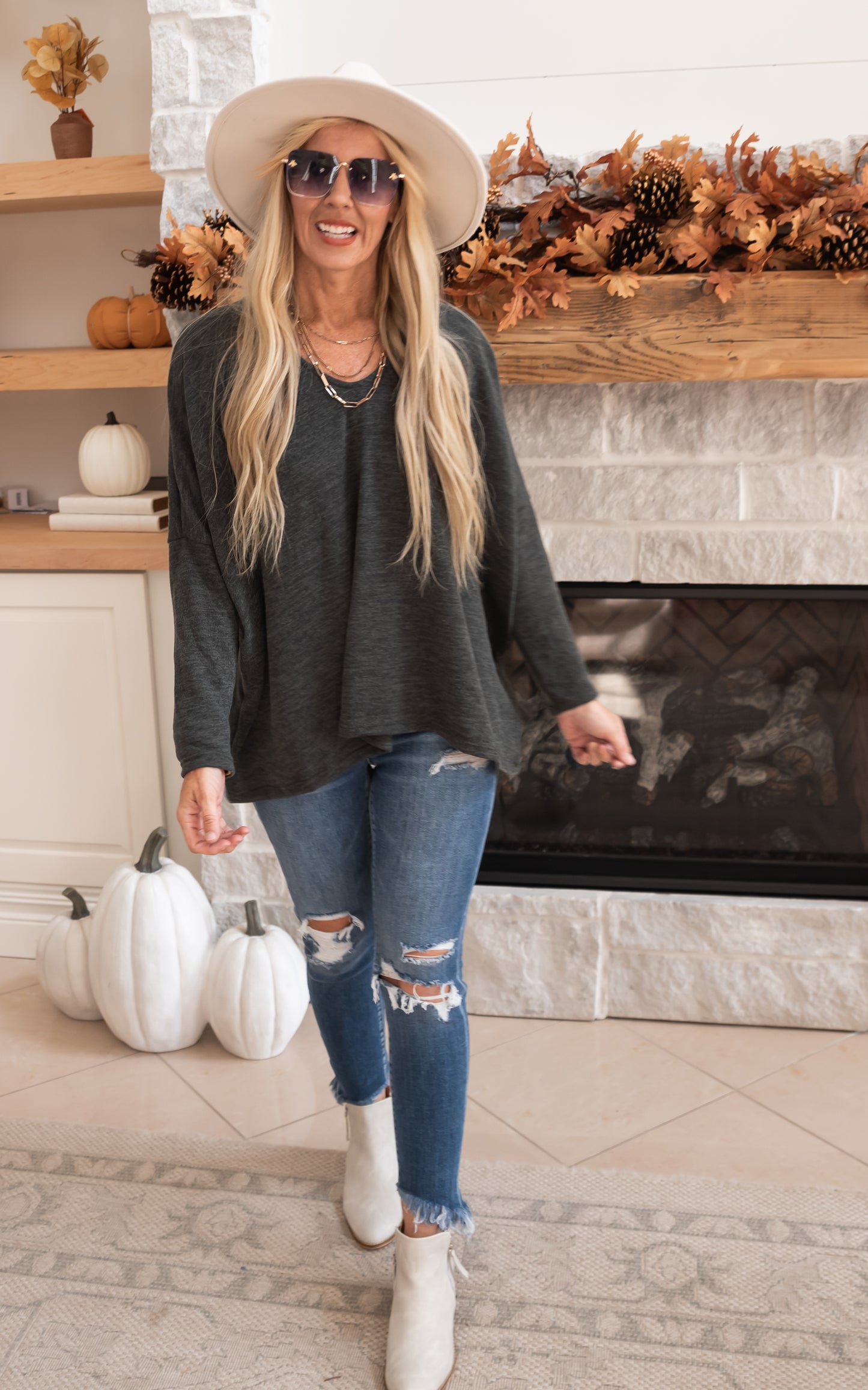 VNECK CHARCOAL SWEATER
