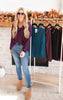 Brushed Waffle V-Neck Button Detail Sweater