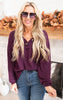 Brushed Waffle V-Neck Button Detail Sweater