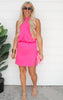 Halter Mini Dress - Fuchsia